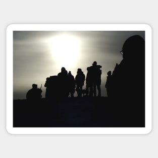 People on mountain top Silhouette taken at castleton derbyshire in the peak district Sticker